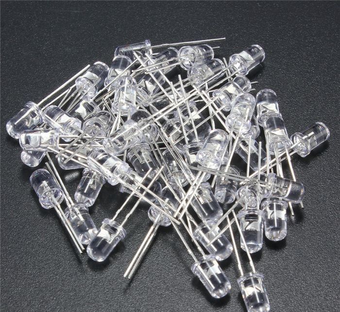 5mm White LED Diode Lights - Clear Transparent DC 3V 20mA Emitting Diodes LEDs Bulb