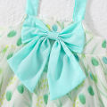Summer new bow Hand-painted wind tulip flowers Light light halter Summer beach wind sweet Princess dress. 