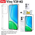 Vivo Y29 4G Shockproof Phone Case for Vivo Y29 5G Y19s Y04 Anti Spy Privacy Full Coverage Tempered Glass Screen Protector and Lens Film. 