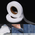 60M Double-sided Non-woven Adhesive Cloth Hem Tape Iron-on Clothes Sewing Turn Up Hem Non-woven Fabric Liner Clothing Tools 1Roll. 