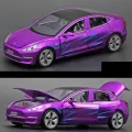 【3C VictoryEagle】NYT 1/32 Tesla Model Car Light Sound Effect Pull Back Car Ornaments. 
