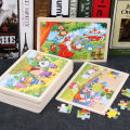 New 24 Pieces Wooden Puzzles Kids Cartoon Animal Wood Jigsaw Early Educational Learning Toys for Children GIFT. 
