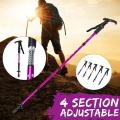 Practical 53-120cm Useful Portable Foldable Hiking Walking Stick Trekking Pole Alpenstock Anti-shock Anti-skid. 