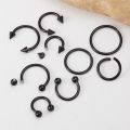 9pcs Hoop Earrings Smiley Nose Ring Septum Real Piercing Bar Set Ear Cartilage Tragus Helix Lip BCR Circular Barbell Jewelry 16G.