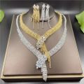 Silver Color Rhinestone Crystal Bridal Jewelry Set Earrings Necklace Wedding Geometric Elegant Romantic Bridesmaid Jewelry Sets.