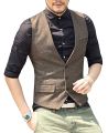 Mens Suit Vest V Neck Wool Brown Grey Formal Single-breasted Waistcoat Casual Business Groomman For Wedding Slim Fit Vest.