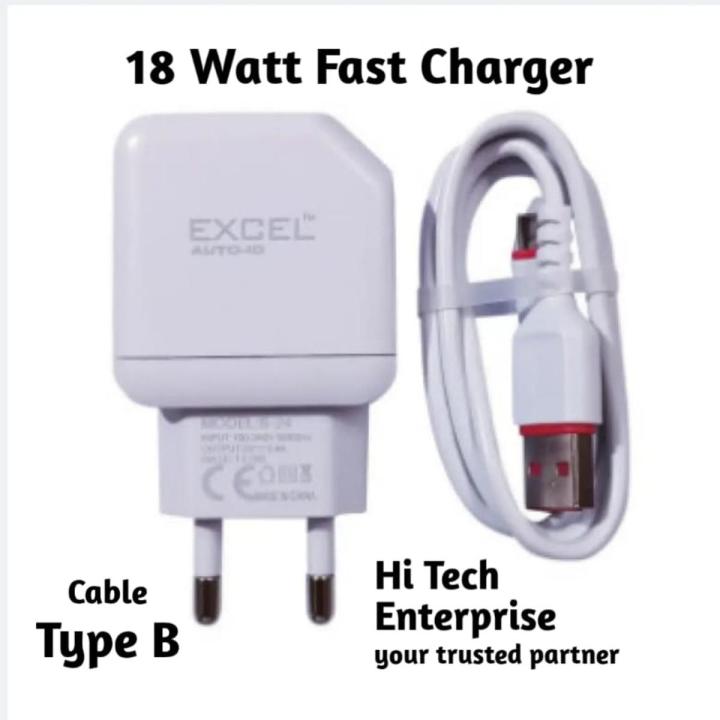 18-watt 3-amp USB type-B mobile charger/ power output fast charging universal compatibility charger/ USB type-B or C support intelligent charging and compact design energy efficiency charger.