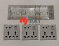 Three Gang PVC with 3Pcs 8 Pin Multi with 2 Pin and Double 3 Pin Combined Function Universal Socket with Switch 8Pin Multy 3Gang Back Cover Junction Box.