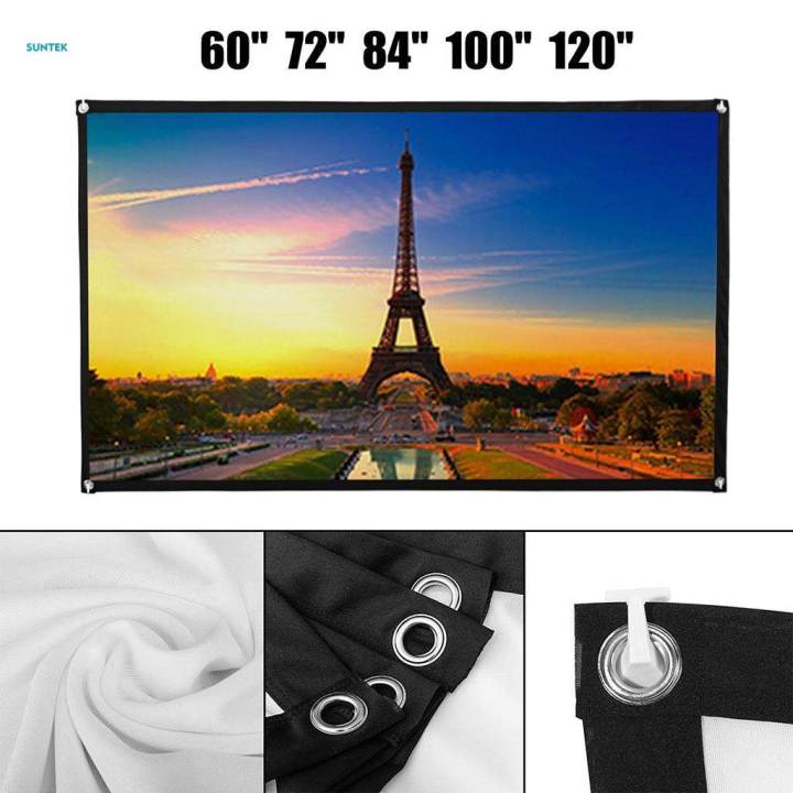 Projector Screen Collapsible With Hanging Hole Grommets 120''