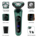 Green Smart Electric Shaver LCD Digital Display Three-head Floating Razor USB Rechargeable Washing Multi-function Beard Knife. 