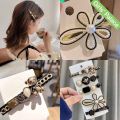 Korean Version Of Ins Douyin New Retro Bear 5-Piece Hair Clip Simple Pearl Hairpin Side Clip Duckbill Clip Set - Hijab Band. 