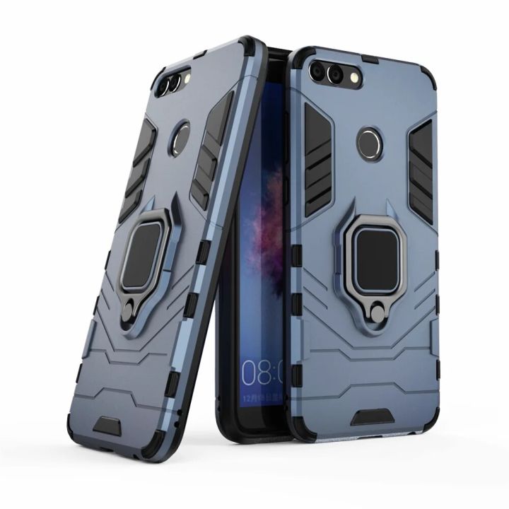 For Huawei P Smart 5.65 in Case Ring Stand Bumper Silicone PC Cover For Huawei P Smart 2018 FIG-LX1 PSmart FIG-LA1 FIG-LX2 LX3