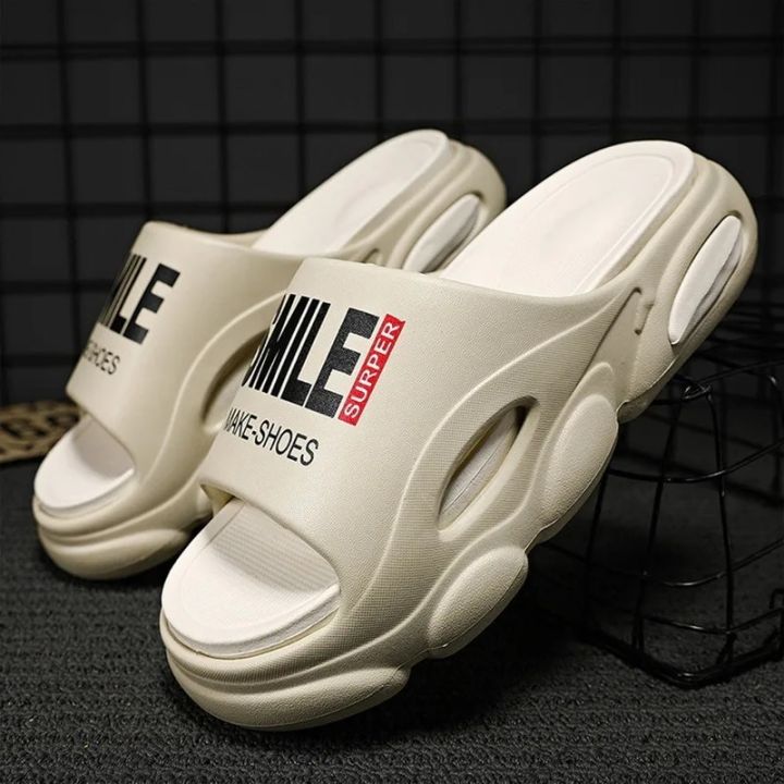 New Letter Men Slides Male Summer Shoes Outside Thick Bottom Flip Flops Comfortable Home Men Slippers Beach Casual Men'S Sandals