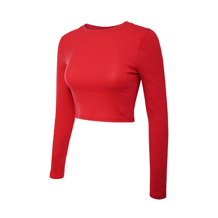Plain Long Sleeve Crop Top