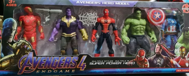 Avengers%204%20Super%20Hero%20Toy%20Set%20iron%20man%20hulk%20Spider-Man%20thanos%20captain%20america(5pcs)%20-%20Image%204