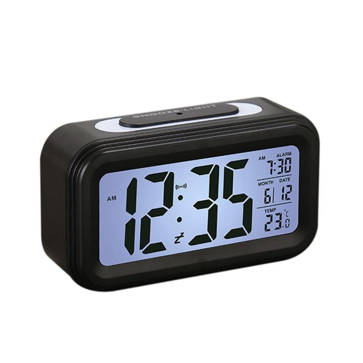Migeet Multifuctional Digital Alarm Clock with Nightlight Electronic Table Clock LEDs 24/12 Hour Date Temperature Display