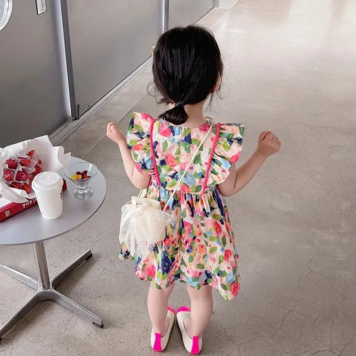 1-7%20Year%20Baby%20Girl%20Summer%20Dresses%20Flower%20Print%20Princess%20Skirt%20Fashion%20Kids%20Flying%20Sleeves%20Dress%20Children%20Thin%20Cotton%20Clothes%20%EC%9B%90%ED%94%BC%EC%8A%A4%20-%20Image%202