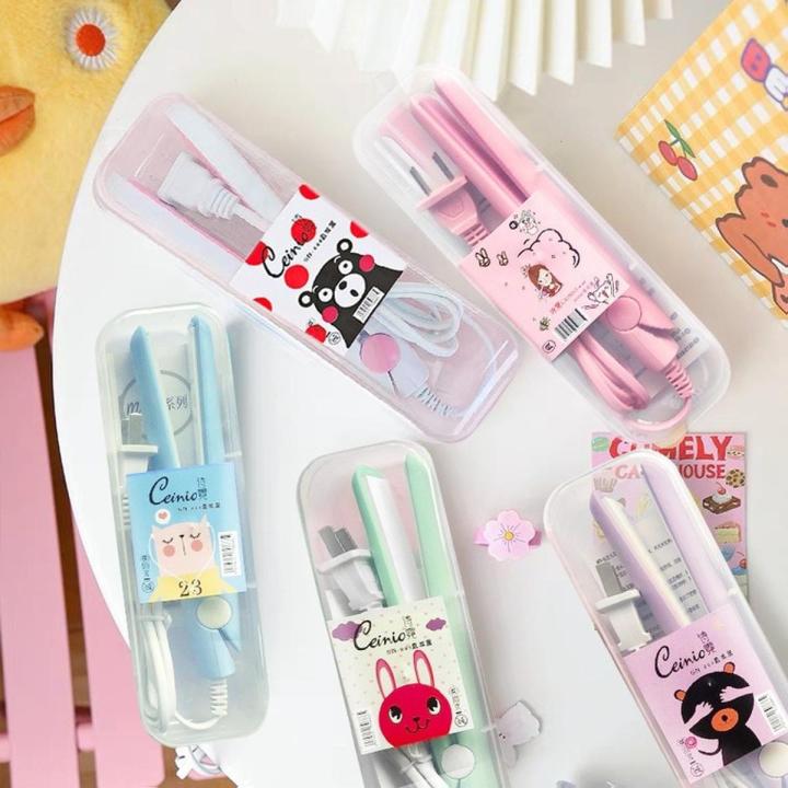 A mini hair iron pink electric curling iron curl modelling tools Hair Straightener Mini Travel Ceramic Straightening Irons