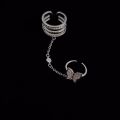 Double Finger Chain Rings Women's Fashion Jewelry Band Rings.