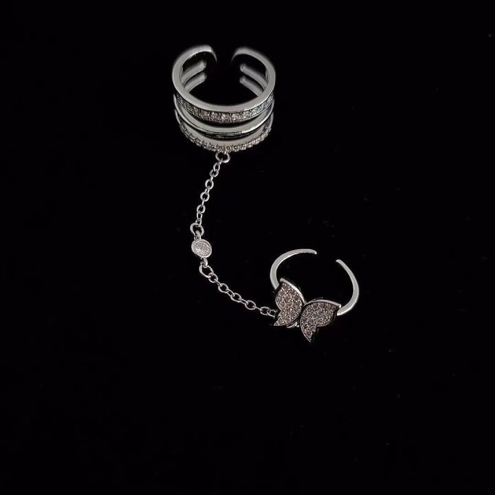 Double%20Finger%20Chain%20Rings%20Women's%20Fashion%20Jewelry%20Band%20Rings%20-%20Image%204