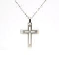 Fashionable, simple, style, hollow diamond-studded cross necklace, cross-border stainless steel electroplating 18K gold, ins style woman. 