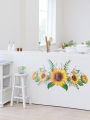 1Set 30x60CM Sunflower Self-Adhesive Wallpaper Wall Decal Wall Sticker For Home Living Room Kitchen Corner Decorations. 