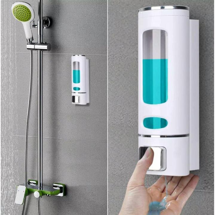 Wall Mounted Liquid Soap Dispenser Bathroom Soap Dispenser Liquid Soap Pump Bathroom Shower Shampoo Soap Pot Touch Soap Dispenser - white