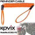2x Safety Lanyard Spring Coil Wire Rope Disc Brake Lock Reminder Cable Stretch to 1.2m Orange. 