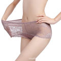 Light Luxury Lace Modal Cotton Belly Contracting Underwear Lady Sexy Traceless Mid Waist Hip Lifting Large Size Cotton Crotch Briefs Women.