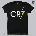 Black Cotton CR7 Short Sleeve T-Shirt for Men. 