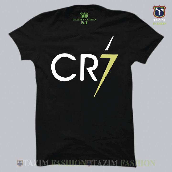 Black Cotton CR7 Short Sleeve T-Shirt for Men