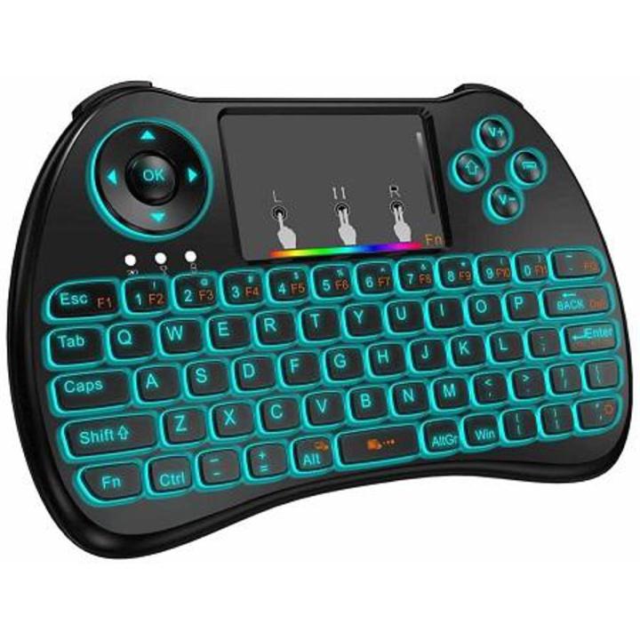 RGB Gaming Wireless Backlit Mini Keyboard With Touchpad - Black