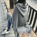 Women's Hooded Shawl Autumn and Winter Loose Tassel Shawl Cape Scarf Dual-Use Sweater Coat Batwing Shirt plus Size Women's Clothing.
