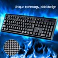 New- ZGB Q9 104 Keys USB Wired Grid Texture General Gaming Office Keyboard(Black).