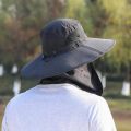 Fashion Summer Sun Hats UV Protection Outdoor Hunting Fishing Sun Cap Wide Brim Breathable Removable Fisherman Hat for Men E9S9. 