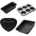 Carbon Steel Heat Shape Mould, Square Baking Pan, 6 Slot Cup Cake Muffin Tray, Non-Stick Bread Loaf Pan Set. 