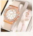 Ladies Fashion Watch Set - Retro Quartz Watch & Bracelet Combo for Women and Girls Elegant Luxury Women Watch. 