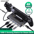 USB C Docking Station for Steam Deck M.2 NVMe SATA 4K@60Hz Type C to HDMI-compatible Adapter 1000M Gigabit Ethernet USB 3.0 HUB. 