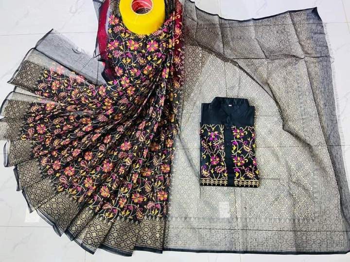 New Screen Print Half Silk Cotton panjabi For Combo Couple Dress
