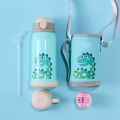 600ml Kids Child Vacuum Bottle Thermal Flask Cup Cute Cartoon Long Lasting Rabbit with Pouch Straw Stainless Steel. 