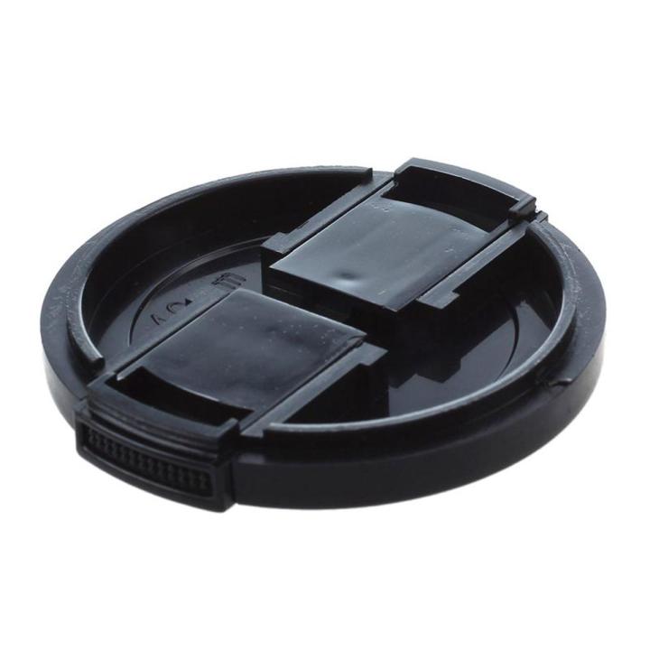 Camera Plastic Side Pinch Clip On Front Lens Cap Protective Cover Black 49mm