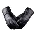 【Great Selection】 Leather Gloves Winter Men's Motorcycle Riding Electric Car Winter Cycling Fleece Lined Padded Warm Keeping Gloves Cotton-Padded Warm-Keeping.