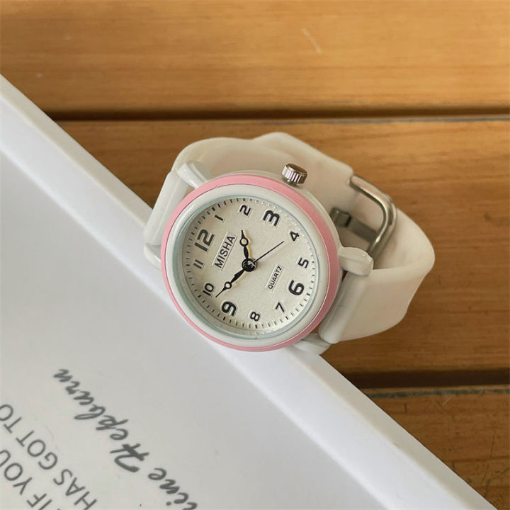 【Can last for 5 years】 in Milk Huhu Girl Children's Watch Girl's Heart Small Dial Simple Mori Style Small High-Looking Student Cute