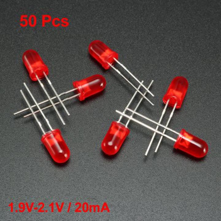 50Pcs- 5mm COLORFUL RED LED 5mm Round LED Light Emitting Diode Basic ...