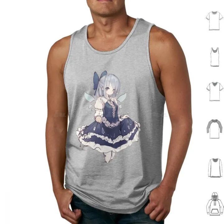 Cirno Touhou Tank Tops Vest Sleeveless Cirno Ciruno The Strongest Touhou Ice Fairy Fairy Lolita Cute Moe Kawaii Anime Touhou