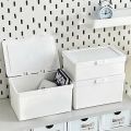 Ins Style White Flip Storage Box Anti-dust Storage Desktop Stationery Organizer Box Multifunctional Small Object Sorting Storage Boxes. 