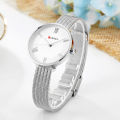 CURREN 9020 Silver Mesh Stainless Steel Analog Watch For Women - Silver. 