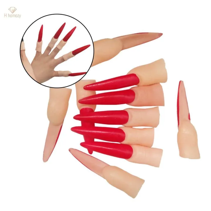 10pcs%20False%20Nails%20Cosplay%20Party%20Supplies%20Scary%20Makeup%20Accessories%20Red%20-%20Image%205