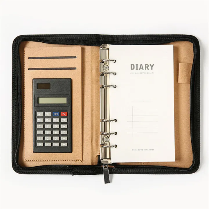 Loose%20Leaf%20Zipper%20Bag%20Diary%20Binder%20Notebook%20Journal%20with%20Calculator%20A6%20Notepad%20Office%20Agenda%20Planner%20Sketchbook%20Ring%20Zipper%20Book%20A6%20Business%20PU%20Leather%20Folder%20Cover%20-%20Image%203