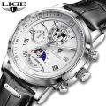 LIGE Luxury Mens Watches Business Fashion Leather Quartz Watch For Men Casual Waterproof Luminous Chronograph Relogio Masculino 8974.
